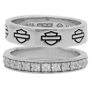 Harley-Davidson Women’s Double Band Bling Split Ring, Sterling Silver